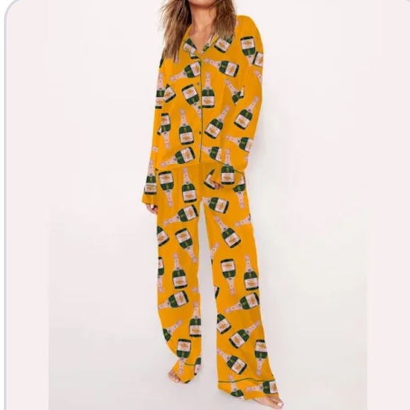 Sheshow Other - Sheshow Champagne Print Satin Pajama Set